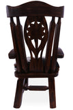 Reclaimed Wood Chair Handcarved Back Sunflower Removable Hair-On Cowhide Pillow - Golden Nile