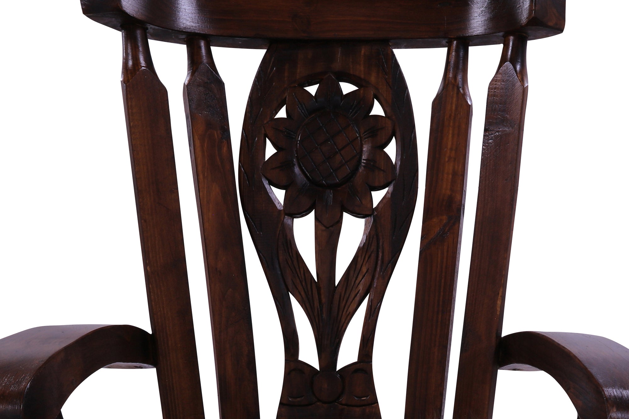 Reclaimed Wood Chair Handcarved Back Sunflower Removable Hair-On Cowhide Pillow - Golden Nile