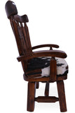 Reclaimed Wood Chair Handcarved Back Sunflower Removable Hair-On Cowhide Pillow - Golden Nile