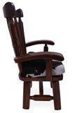 Reclaimed Wood Chair Handcarved Back Sunflower Removable Hair-On Cowhide Pillow - Golden Nile