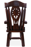 Reclaimed Wood Chair Handcarved Back Sunflower Removable Hair-On Cowhide Pillow - Golden Nile