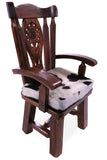 Reclaimed Wood Chair Handcarved Back Sunflower Removable Hair-On Cowhide Pillow - Golden Nile