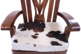 Reclaimed Wood Chair Handcarved Back Sunflower Removable Hair-On Cowhide Pillow - Golden Nile