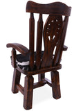 Reclaimed Wood Chair Handcarved Back Sunflower Removable Hair-On Cowhide Pillow - Golden Nile