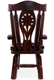 Reclaimed Wood Chair Handcarved Back Sunflower Removable Hair-On Cowhide Pillow - Golden Nile