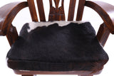 Reclaimed Wood Chair Handcarved Back Sunflower Removable Hair-On Cowhide Pillow - Golden Nile
