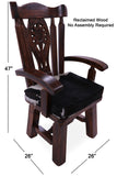 Reclaimed Wood Chair Handcarved Back Sunflower Removable Hair-On Cowhide Pillow - Golden Nile