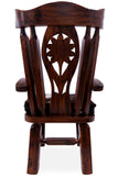 Reclaimed Wood Chair Handcarved Back Sunflower Removable Hair-On Cowhide Pillow - Golden Nile
