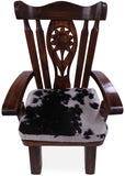 Reclaimed Wood Chair Handcarved Back Sunflower Removable Hair-On Cowhide Pillow - Golden Nile
