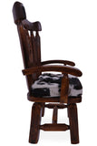 Reclaimed Wood Chair Handcarved Back Sunflower Removable Hair-On Cowhide Pillow - Golden Nile