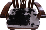 Reclaimed Wood Chair Handcarved Back Sunflower Removable Hair-On Cowhide Pillow - Golden Nile