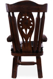 Reclaimed Wood Chair Handcarved Back Sunflower Removable Hair-On Cowhide Pillow - Golden Nile