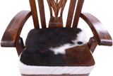 Reclaimed Wood Chair Handcarved Back Sunflower Removable Hair-On Cowhide Pillow - Golden Nile