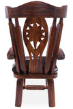 Reclaimed Wood Chair Handcarved Back Sunflower Removable Hair-On Cowhide Pillow - Golden Nile