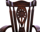 Reclaimed Wood Chair Handcarved Back Sunflower Removable Hair-On Cowhide Pillow - Golden Nile