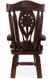 Reclaimed Wood Chair Handcarved Back Sunflower Removable Hair-On Cowhide Pillow - Golden Nile