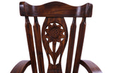 Reclaimed Wood Chair Handcarved Back Sunflower Removable Hair-On Cowhide Pillow - Golden Nile