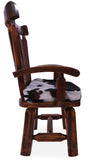 Reclaimed Wood Chair Handcarved Back Sunflower Removable Hair-On Cowhide Pillow - Golden Nile