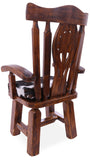 Reclaimed Wood Chair Handcarved Back Sunflower Removable Hair-On Cowhide Pillow - Golden Nile