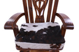 Reclaimed Wood Chair Handcarved Back Sunflower Removable Hair-On Cowhide Pillow - Golden Nile