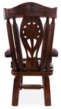 Reclaimed Wood Chair Handcarved Back Sunflower Removable Hair-On Cowhide Pillow - Golden Nile