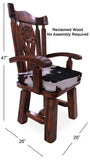 Reclaimed Wood Chair Handcarved Back Sunflower Removable Hair-On Cowhide Pillow - Golden Nile