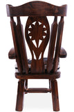 Reclaimed Wood Chair Handcarved Back Sunflower Removable Hair-On Cowhide Pillow - Golden Nile