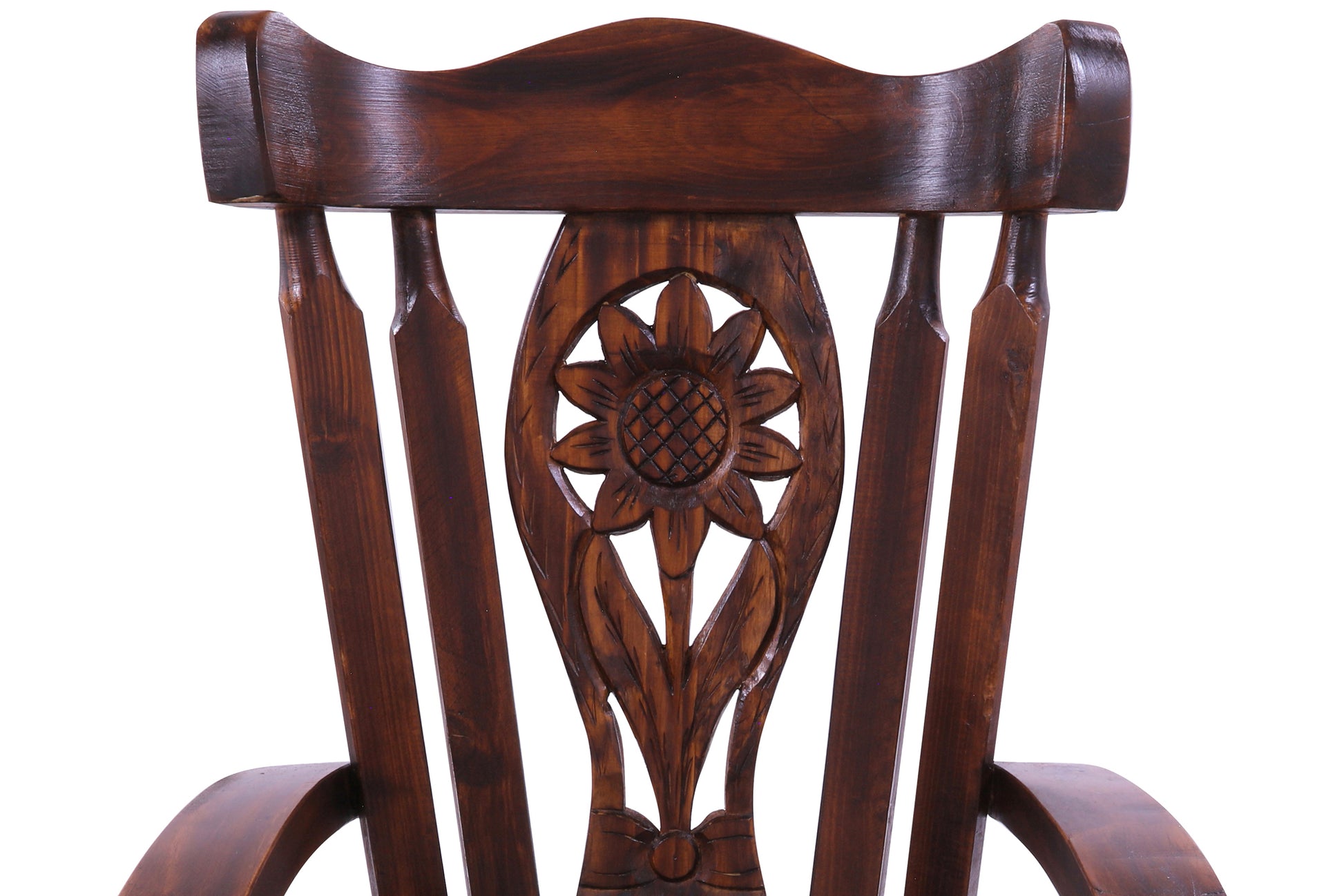 Reclaimed Wood Chair Handcarved Back Sunflower Removable Hair-On Cowhide Pillow - Golden Nile