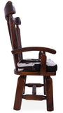 Reclaimed Wood Chair Handcarved Back Sunflower Removable Hair-On Cowhide Pillow - Golden Nile
