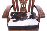 Reclaimed Wood Chair Handcarved Back Sunflower Removable Hair-On Cowhide Pillow - Golden Nile