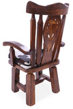Reclaimed Wood Chair Handcarved Back Sunflower Removable Hair-On Cowhide Pillow - Golden Nile