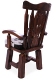 Reclaimed Wood Chair Handcarved Back Sunflower Removable Hair-On Cowhide Pillow - Golden Nile