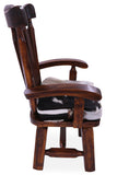 Reclaimed Wood Chair Handcarved Back Sunflower Removable Hair-On Cowhide Pillow - Golden Nile
