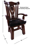 Reclaimed Wood Chair Handcarved Back Sunflower Removable Hair-On Cowhide Pillow - Golden Nile