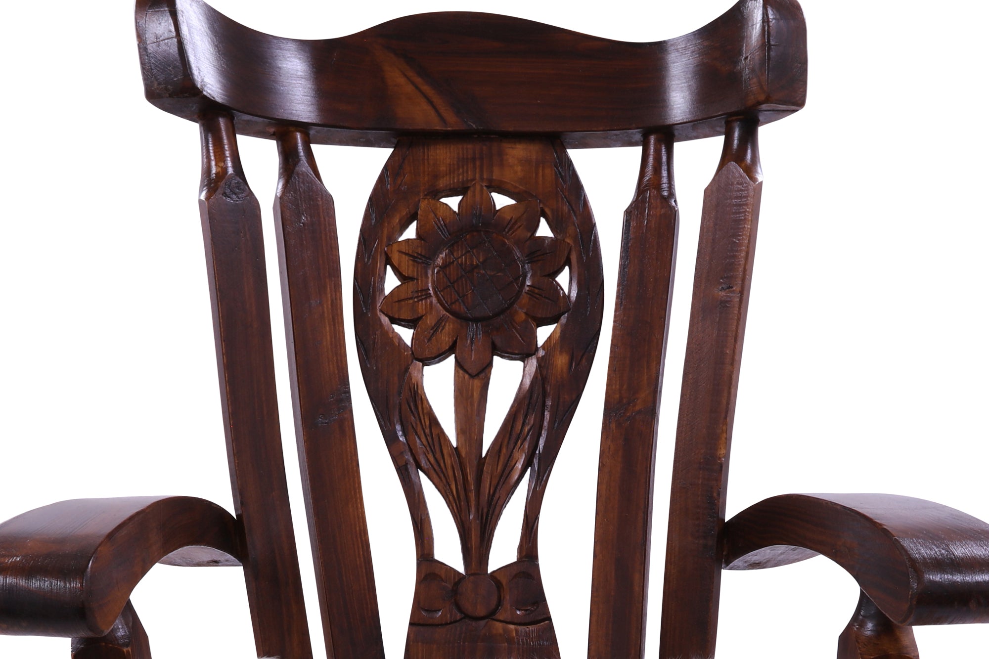 Reclaimed Wood Chair Handcarved Back Sunflower Removable Hair-On Cowhide Pillow - Golden Nile
