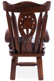 Reclaimed Wood Chair Handcarved Back Sunflower Removable Hair-On Cowhide Pillow - Golden Nile