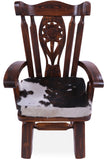Reclaimed Wood Chair Handcarved Back Sunflower Removable Hair-On Cowhide Pillow - Golden Nile