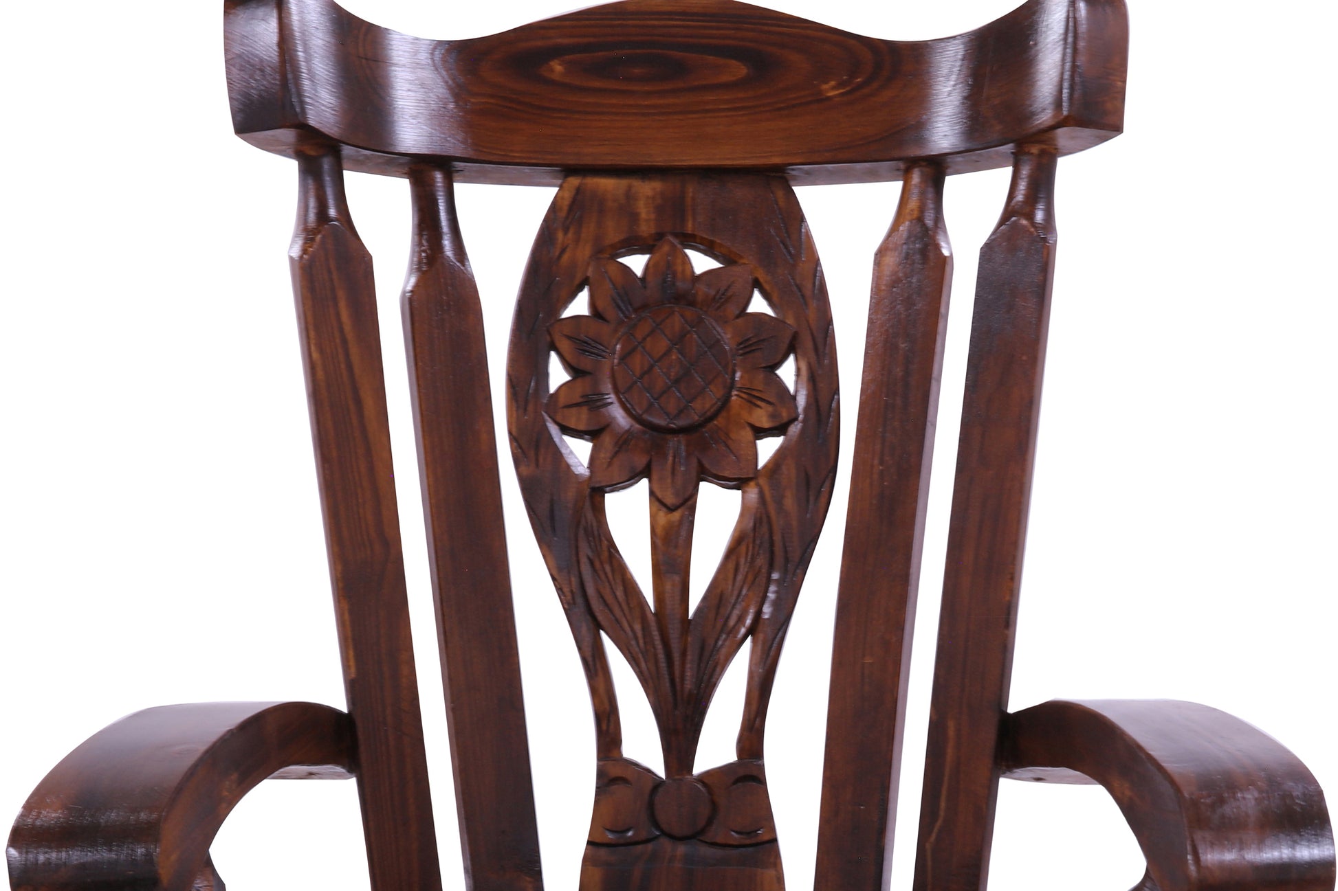 Reclaimed Wood Chair Handcarved Back Sunflower Removable Hair-On Cowhide Pillow - Golden Nile