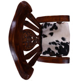 Reclaimed Wood Chair Handcarved Back Sunflower Removable Hair-On Cowhide Pillow - Golden Nile