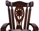 Reclaimed Wood Chair Handcarved Back Sunflower Removable Hair-On Cowhide Pillow - Golden Nile