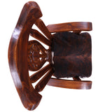 Reclaimed Wood Chair Handcarved Back Sunflower Removable Hair-On Cowhide Pillow - Golden Nile