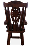 Reclaimed Wood Chair Handcarved Back Sunflower Removable Hair-On Cowhide Pillow - Golden Nile