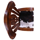 Reclaimed Wood Chair Handcarved Back Sunflower Removable Hair-On Cowhide Pillow - Golden Nile