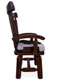 Reclaimed Wood Chair Handcarved Back Sunflower Removable Hair-On Cowhide Pillow - Golden Nile