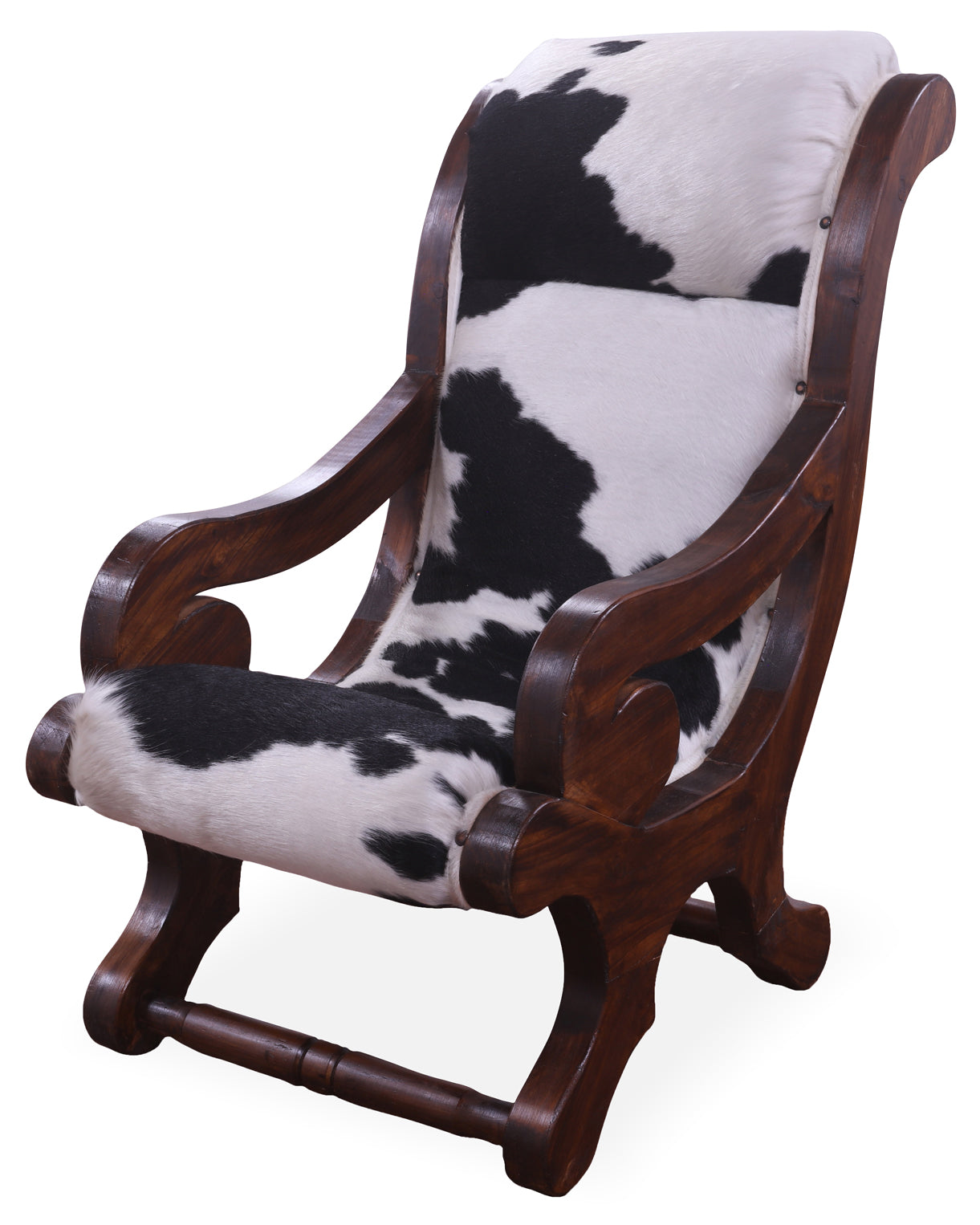 Hair-On Cowhide Handcrafted Reclaimed Wood Chair - Golden Nile