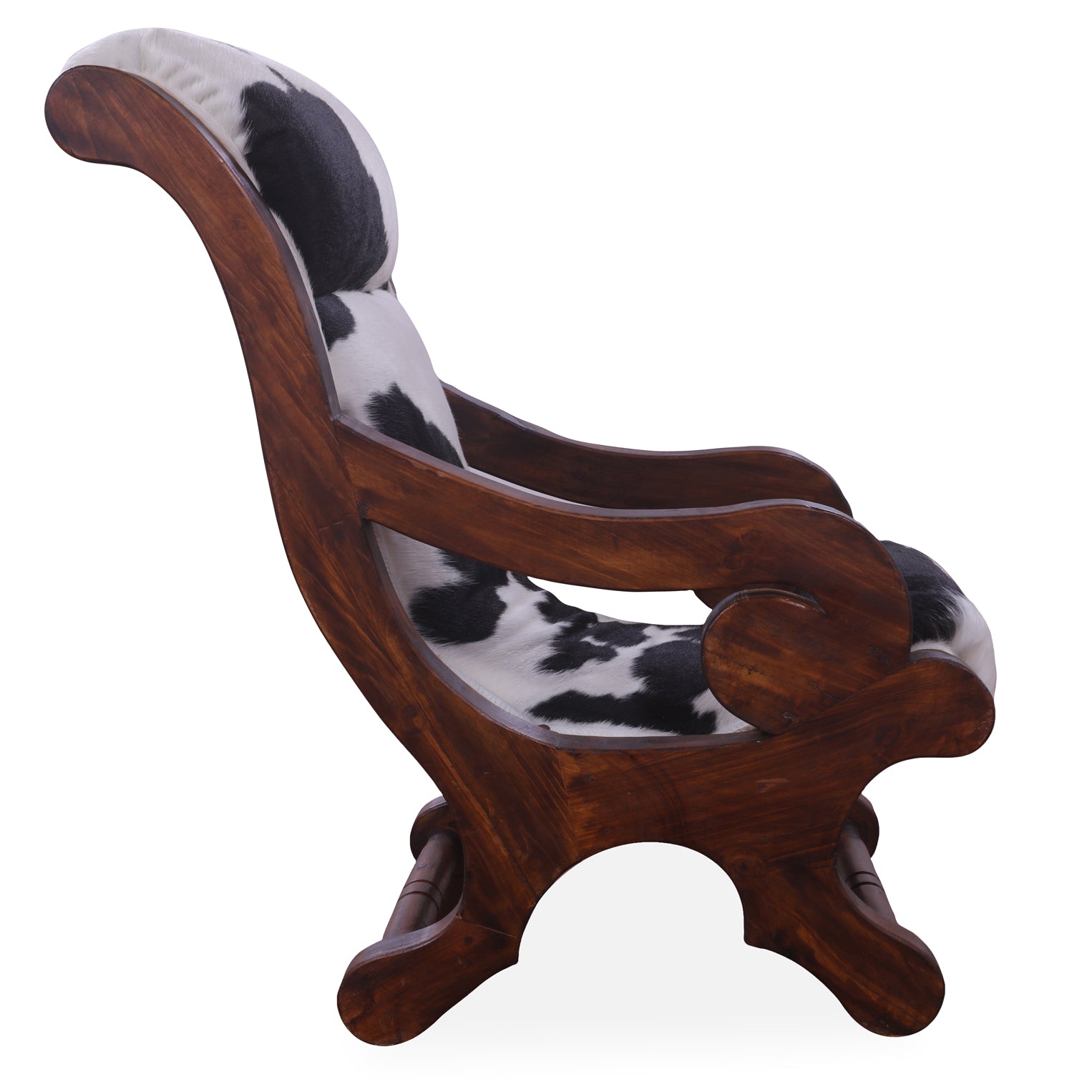 Hair-On Cowhide Handcrafted Reclaimed Wood Chair - Golden Nile
