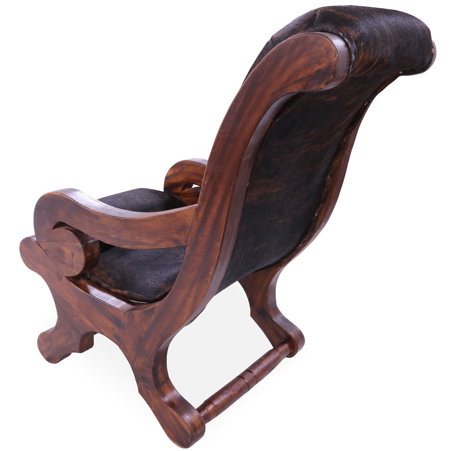 Hair-On Cowhide Handcrafted Reclaimed Wood Chair - Golden Nile