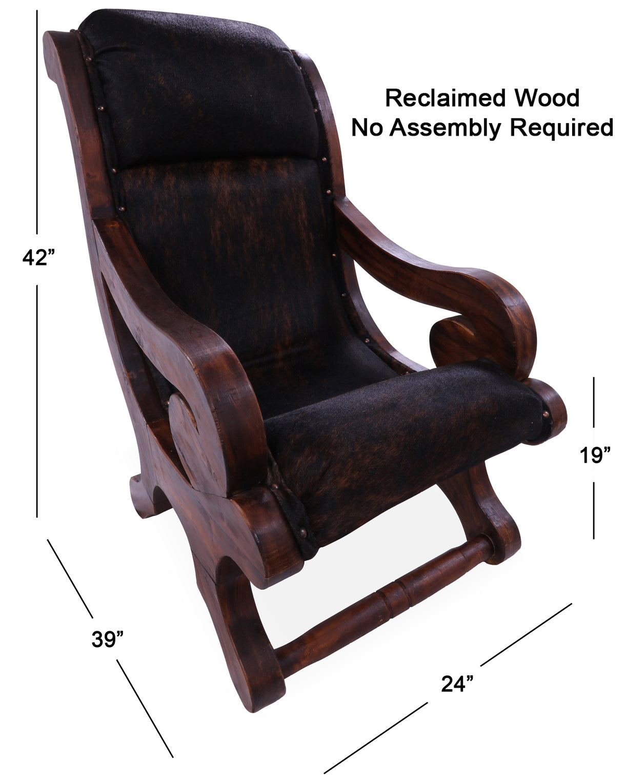 Hair-On Cowhide Handcrafted Reclaimed Wood Chair - Golden Nile