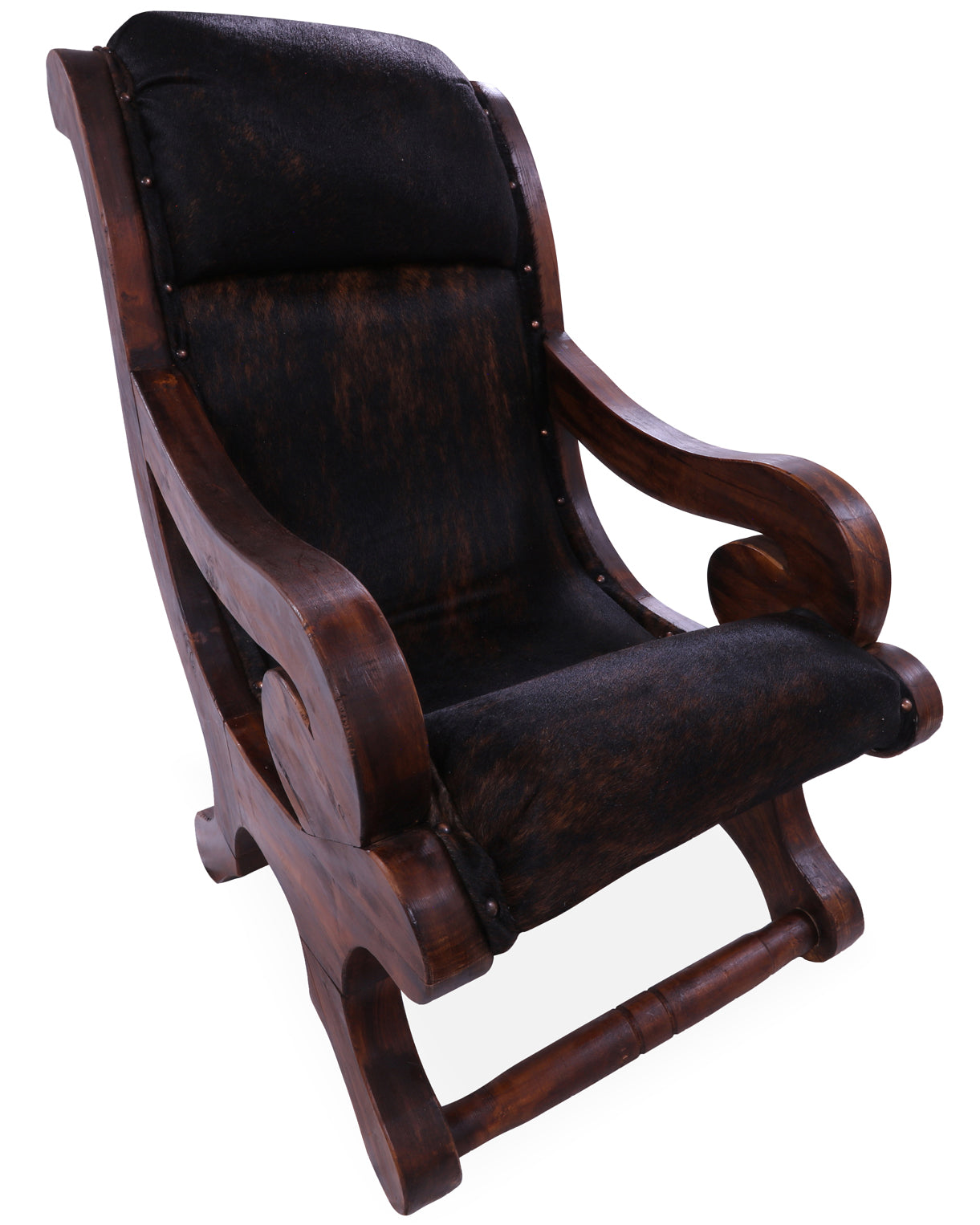 Hair-On Cowhide Handcrafted Reclaimed Wood Chair - Golden Nile