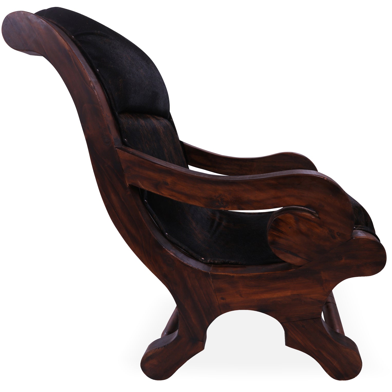 Hair-On Cowhide Handcrafted Reclaimed Wood Chair - Golden Nile